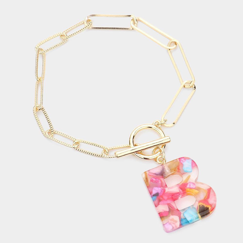 Letter B Colorful Monogram Charm Bracelet - Jewelry Store by Erik Rayo
