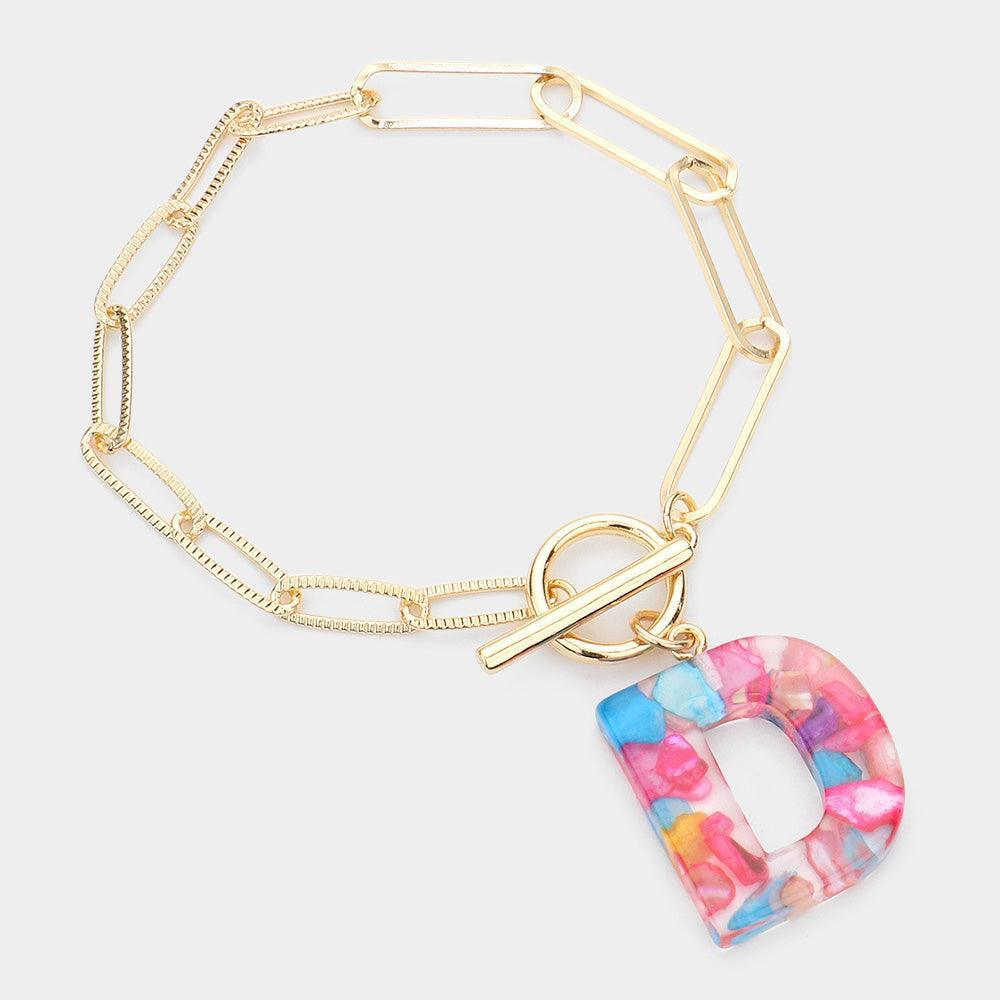 Letter D Colorful Monogram Charm Bracelet - Jewelry Store by Erik Rayo