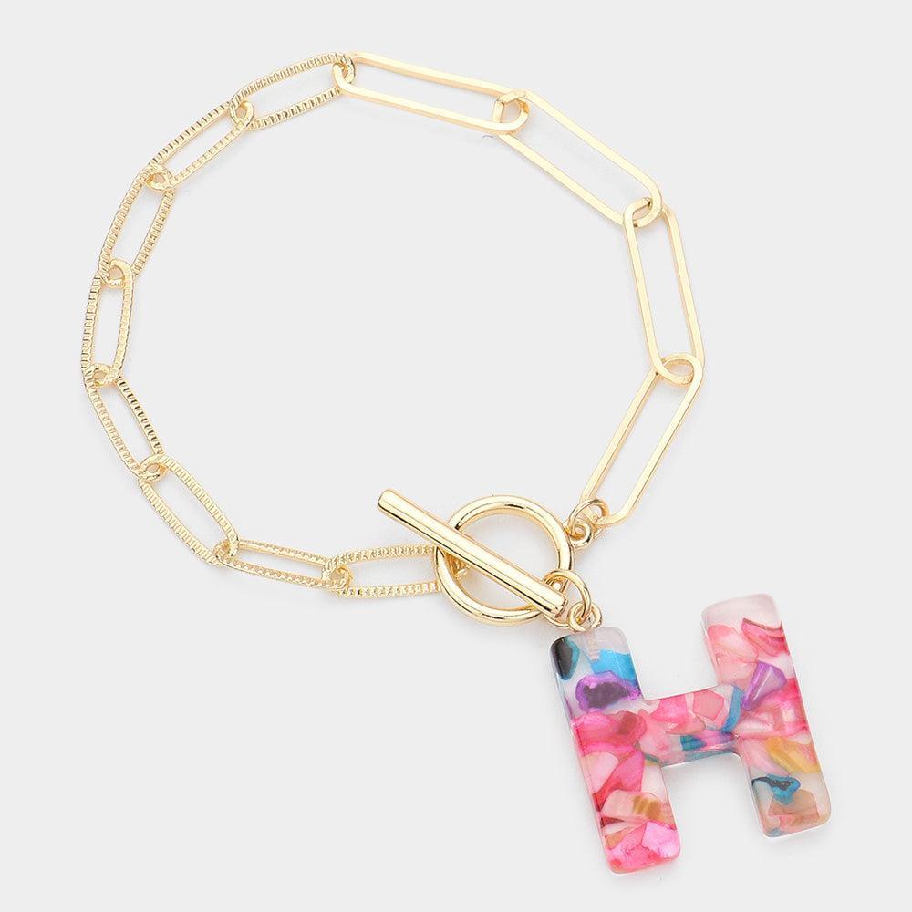 Letter H Colorful Monogram Charm Bracelet - Jewelry Store by Erik Rayo