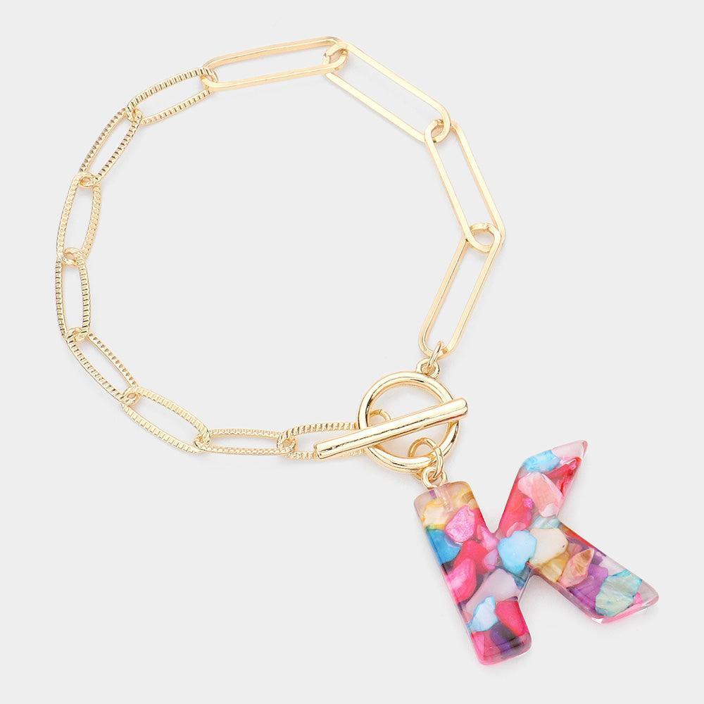 Letter K Colorful Monogram Charm Bracelet - Jewelry Store by Erik Rayo