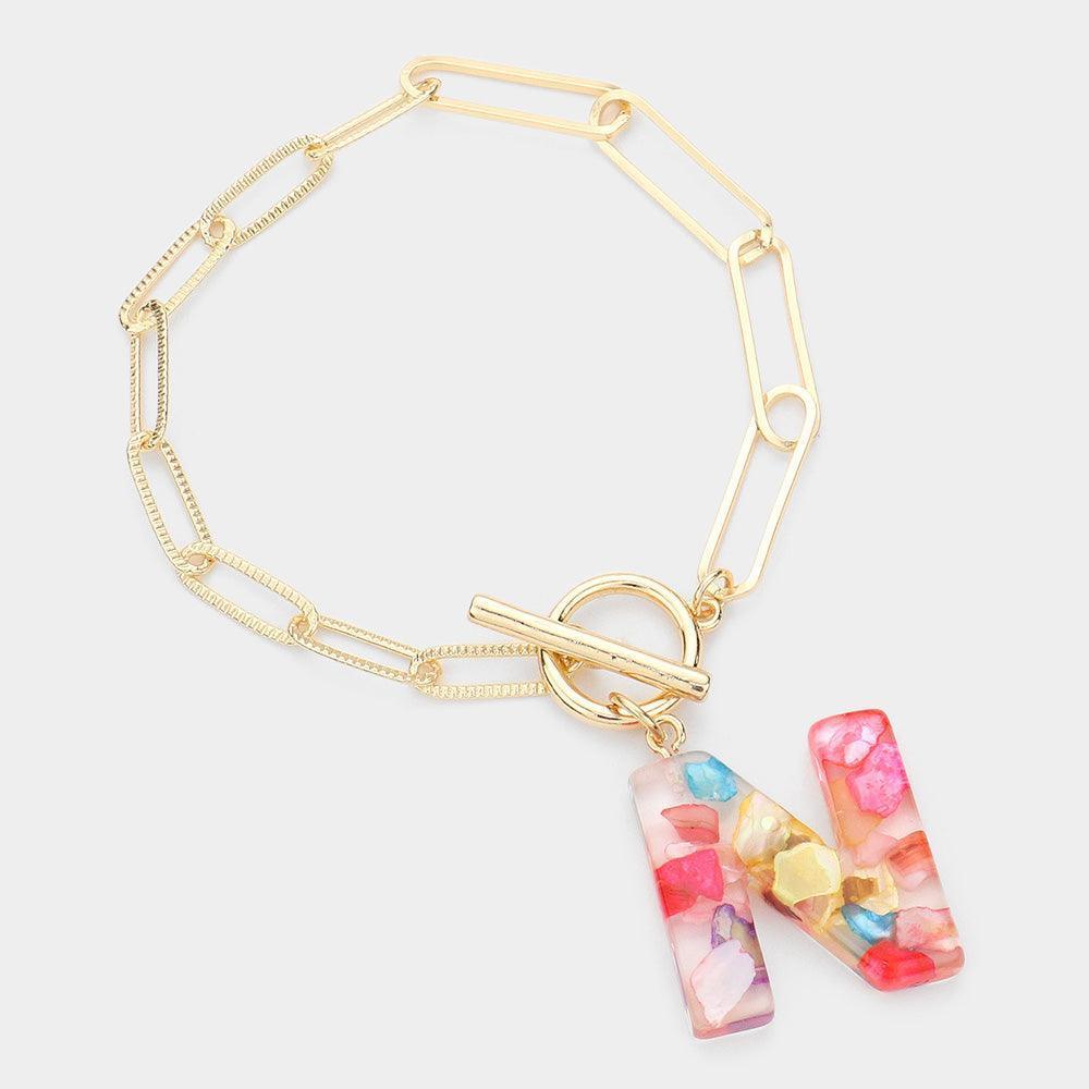 Letter N Colorful Monogram Charm Bracelet - Jewelry Store by Erik Rayo