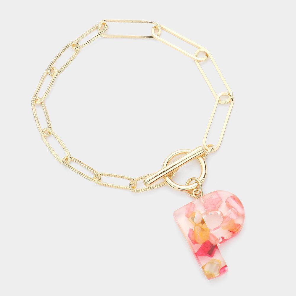 Letter P Colorful Monogram Charm Bracelet - Jewelry Store by Erik Rayo