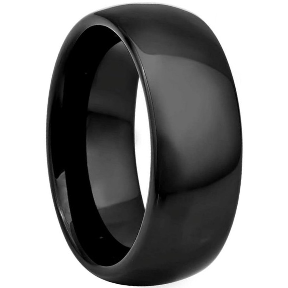 Men's Wedding Band Rings - 6mm Black Polished Tungsten Carbide Classic Wedding Rings for Men and Women