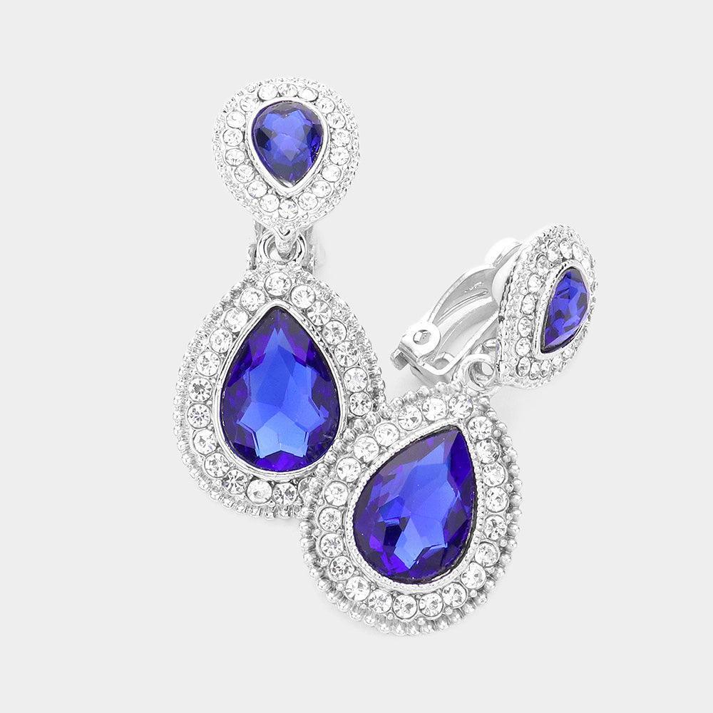 Double Teardrop Link Dangle Evening Clip on Earrings - Jewelry Store by Erik Rayo