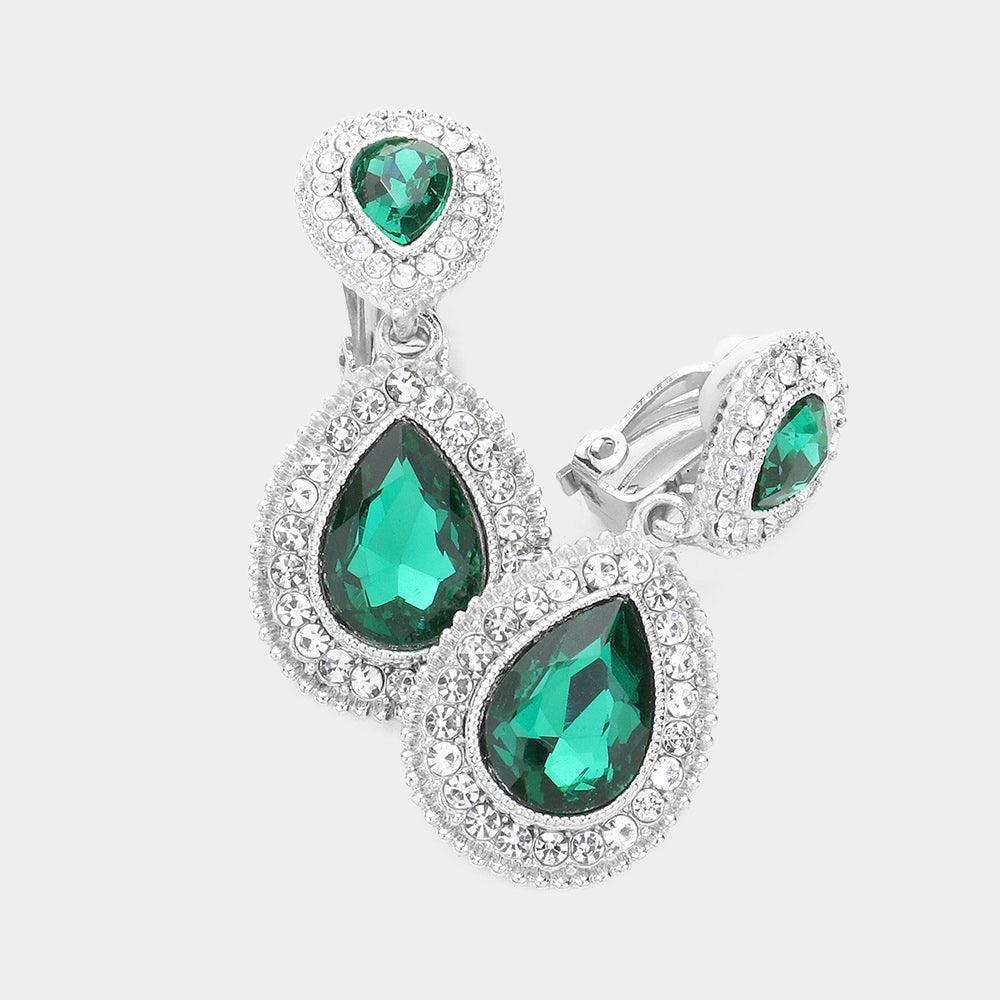 Double Teardrop Link Dangle Evening Clip on Earrings - Jewelry Store by Erik Rayo