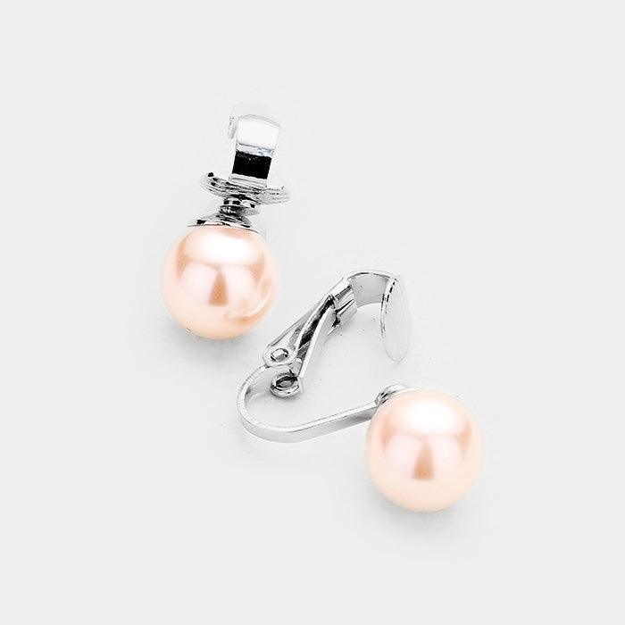 Pink Pearl Clip on Earrings - Jewelry Store by Erik Rayo