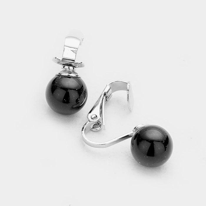 Black Pearl Clip on Earrings - Jewelry Store by Erik Rayo