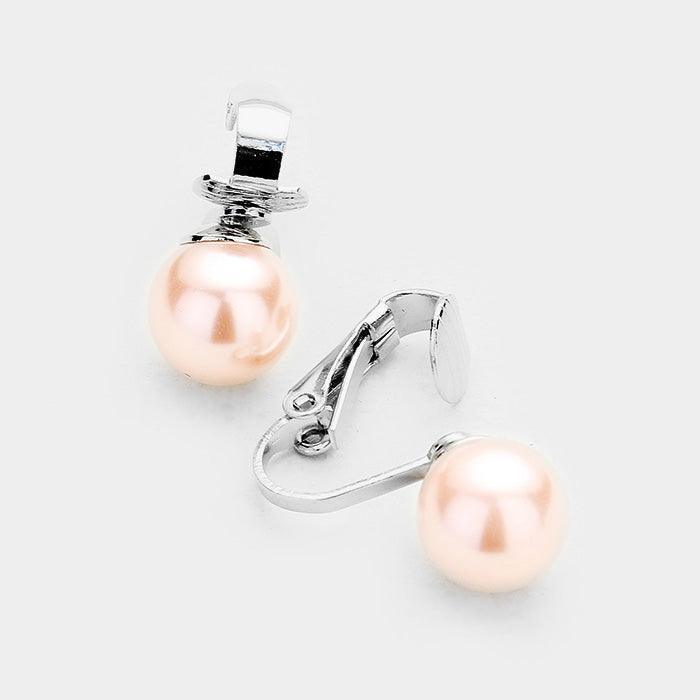 Pink Pearl Clip on Earrings - Jewelry Store by Erik Rayo