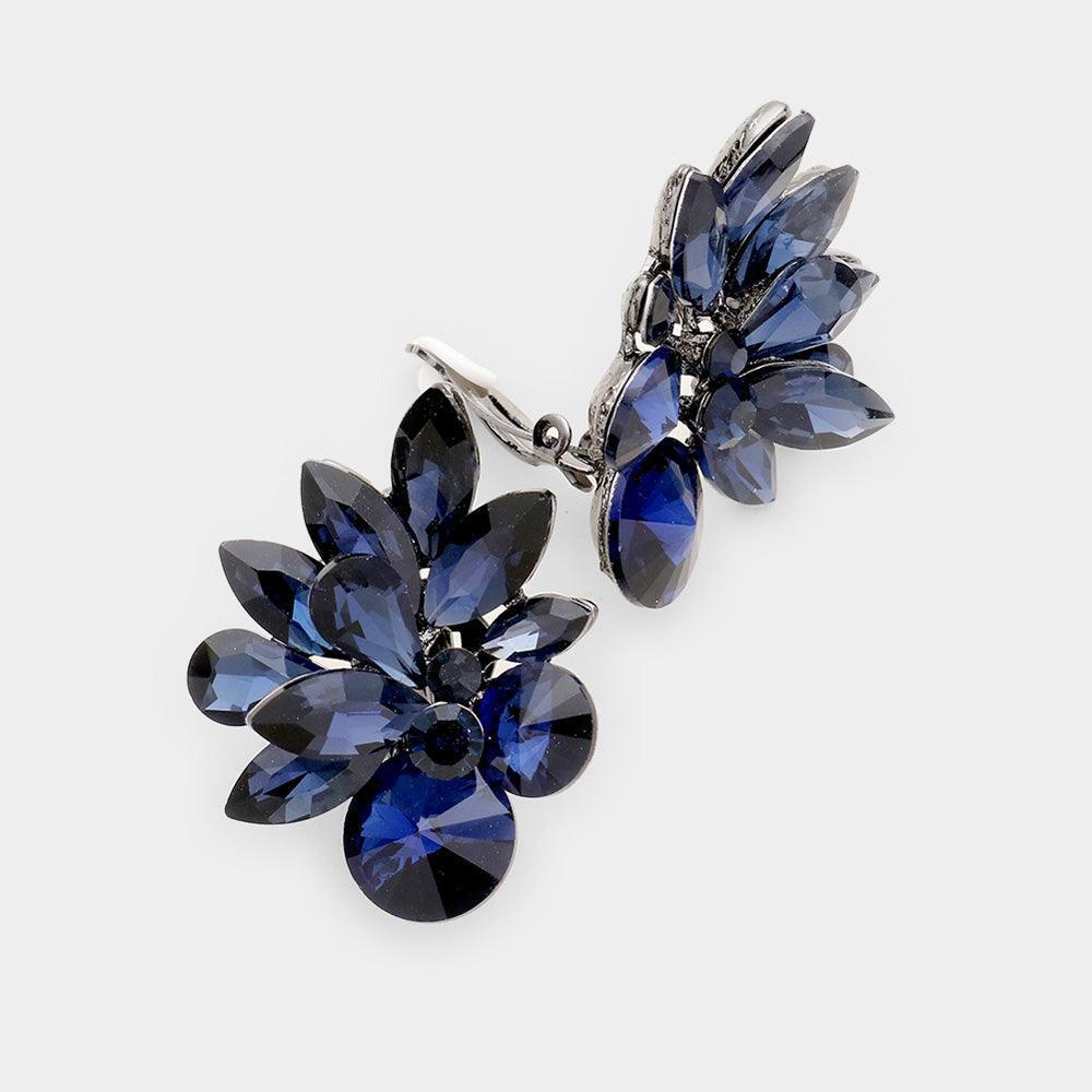 Blue Spike Leaf Clip-On Earrings - Jewelry Store by Erik Rayo