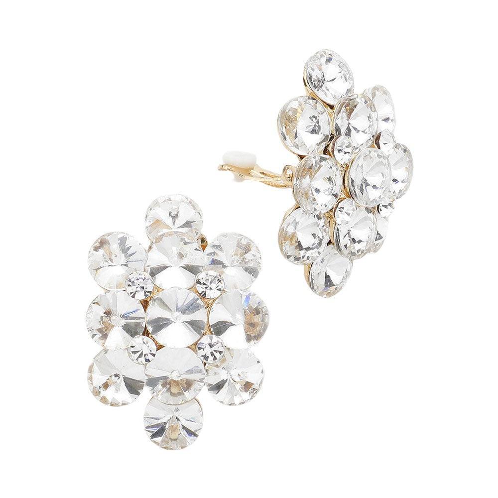 Gold Bubble Stone Cluster Clip On Evening Earrings - Jewelry Store by Erik Rayo