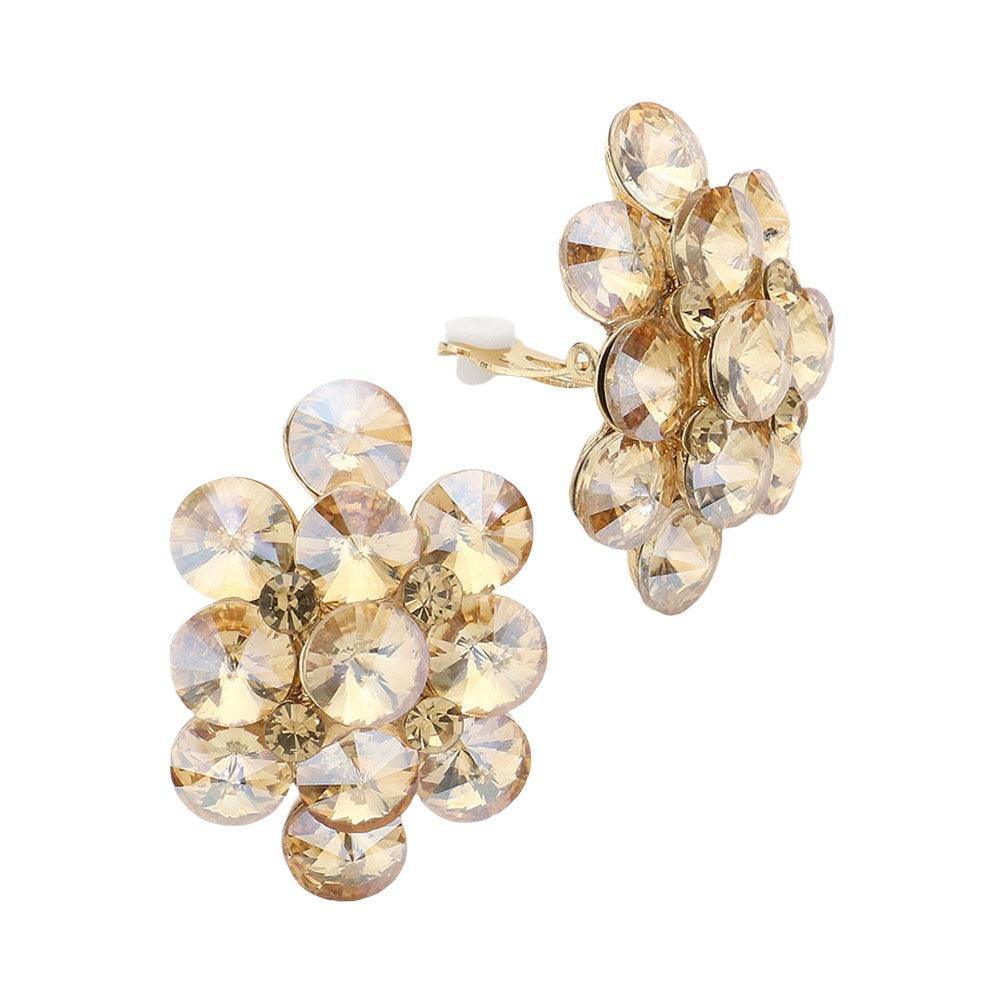 Bubble Stone Cluster Clip On Evening Earrings - Jewelry Store by Erik Rayo