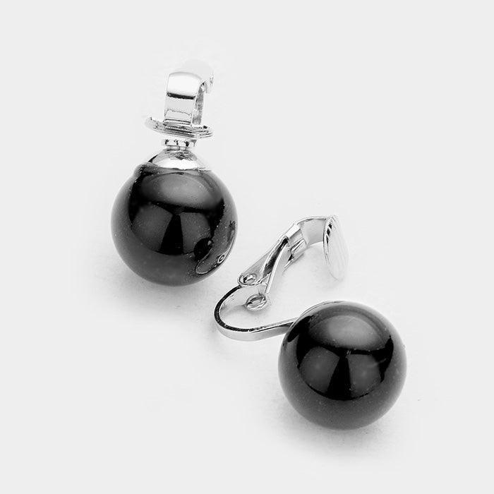 Black Pearl Clip on Earrings - Jewelry Store by Erik Rayo