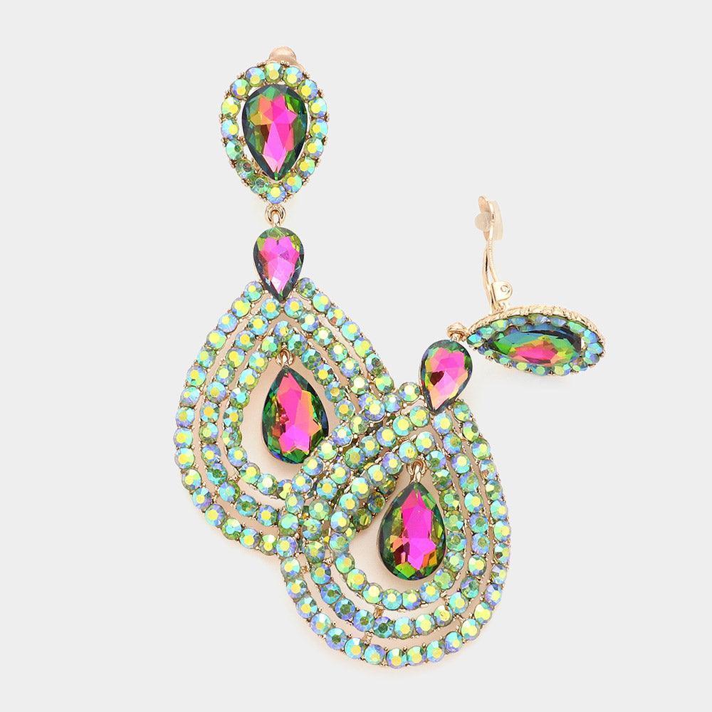Crystal Pave Trimmed Teardrop Clip On Earrings - Jewelry Store by Erik Rayo