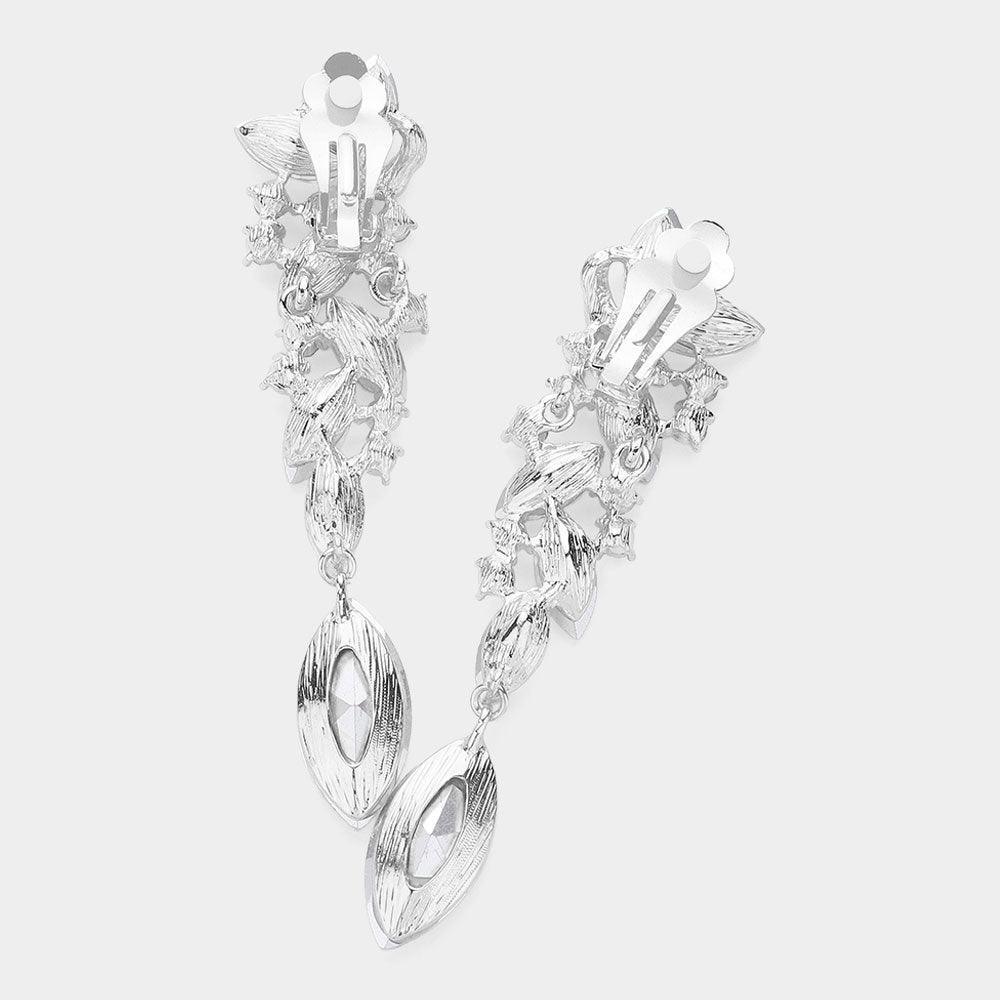 Clear Marquise Crystal Drop Clip On Earrings - Jewelry Store by Erik Rayo