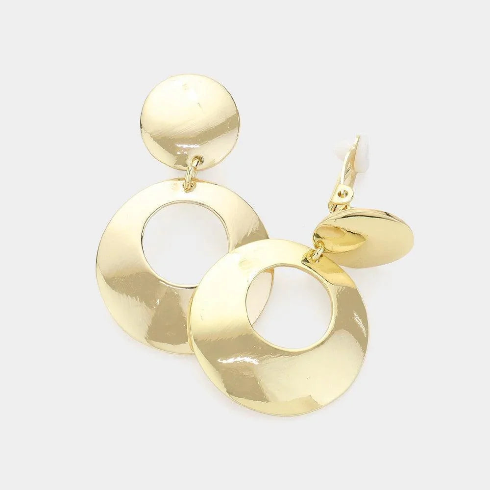 Gold Metal Bold Hoop Clip on Earrings - Jewelry Store by Erik Rayo