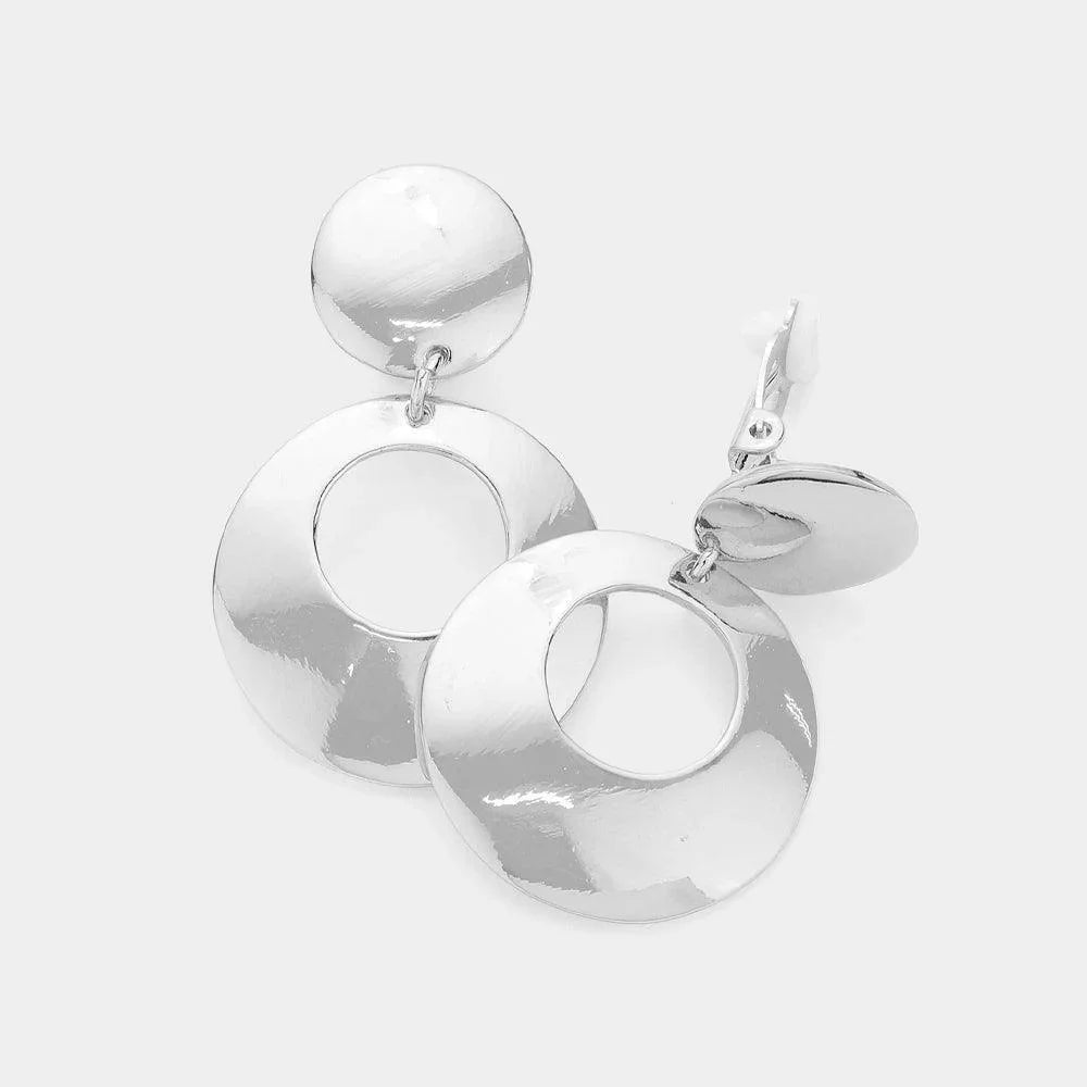 Silver Metal Bold Hoop Clip on Earrings - Jewelry Store by Erik Rayo