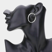 Load image into Gallery viewer, Silver 1.25&quot; Textured metal hoop clip on earrings
