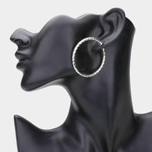 Load image into Gallery viewer, Silver 1.75&quot; Hypoallergenic metal hoop clip on earrings
