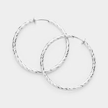 Load image into Gallery viewer, Silver 1.75&quot; Hypoallergenic metal hoop clip on earrings
