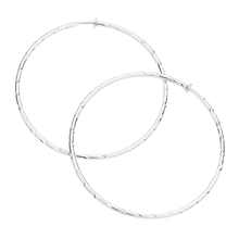 Load image into Gallery viewer, Silver 3.2 Inch Textured Metal Clip On Hoop Earrings
