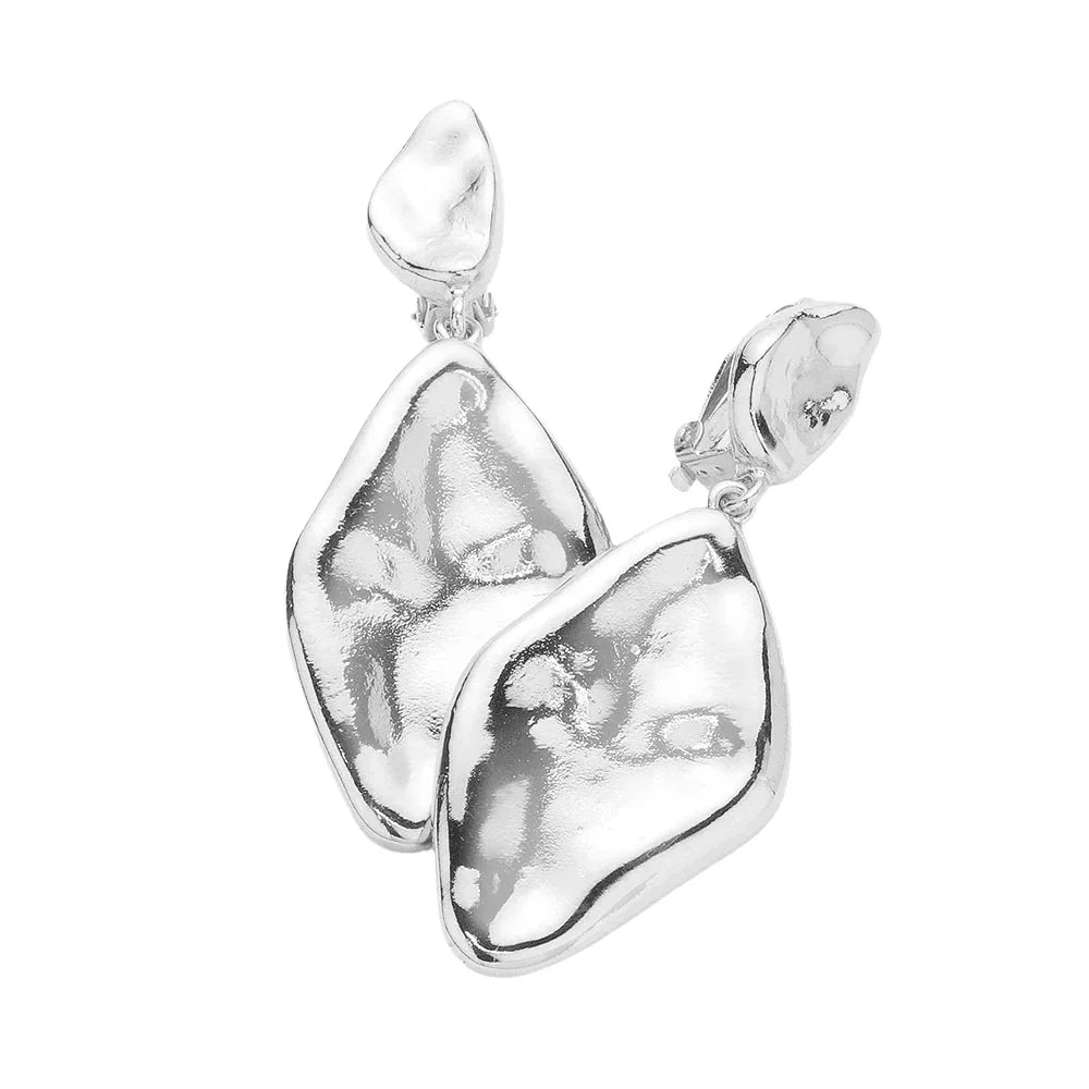 Abstract Hammered Metal Clip On Earrings - Jewelry Store by Erik Rayo