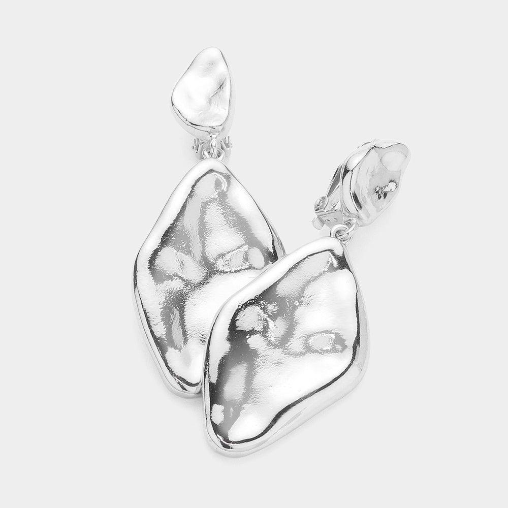 Abstract Hammered Metal Clip On Earrings - Jewelry Store by Erik Rayo