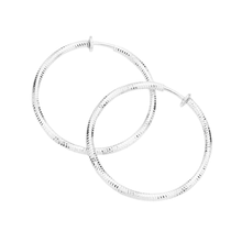 Load image into Gallery viewer, Silver 1.75 Inch Textured Metal Clip On Hoop Earrings
