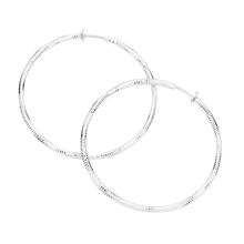 Load image into Gallery viewer, Silver 2.4 Inch Textured Metal Clip On Hoop Earrings
