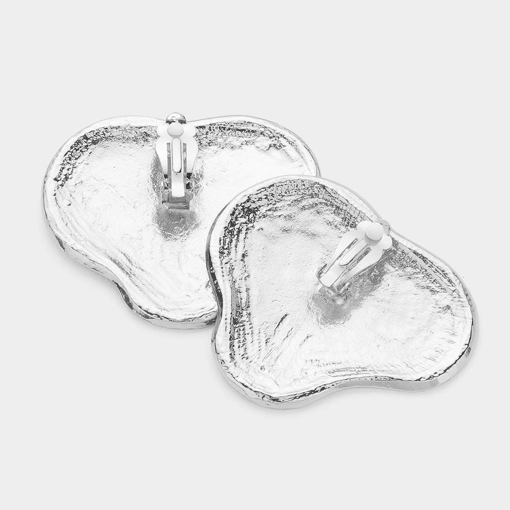 Abstract Textured Metal Clip On Earrings - Jewelry Store by Erik Rayo