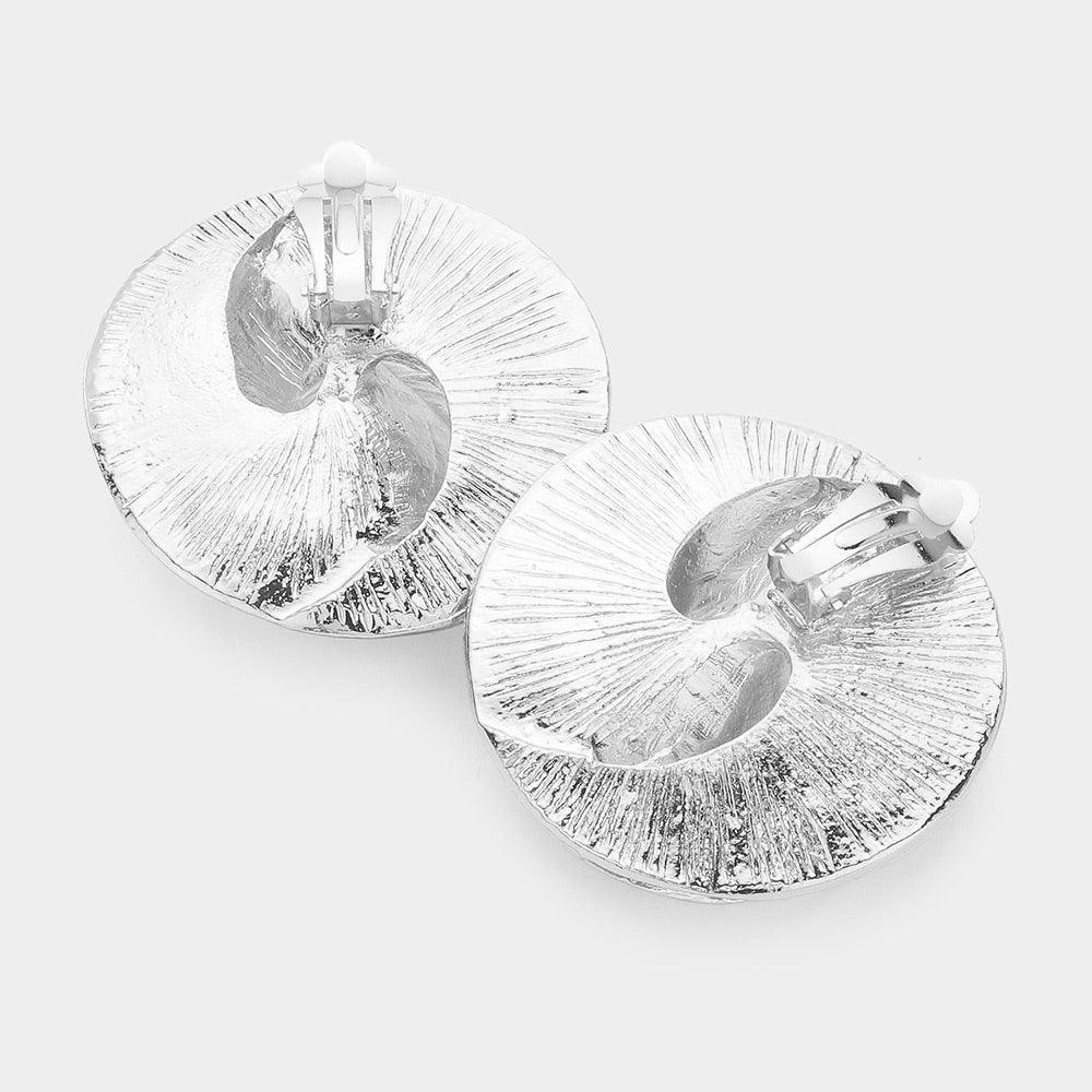 Abstract Textured Metal Clip On Earrings - Jewelry Store by Erik Rayo