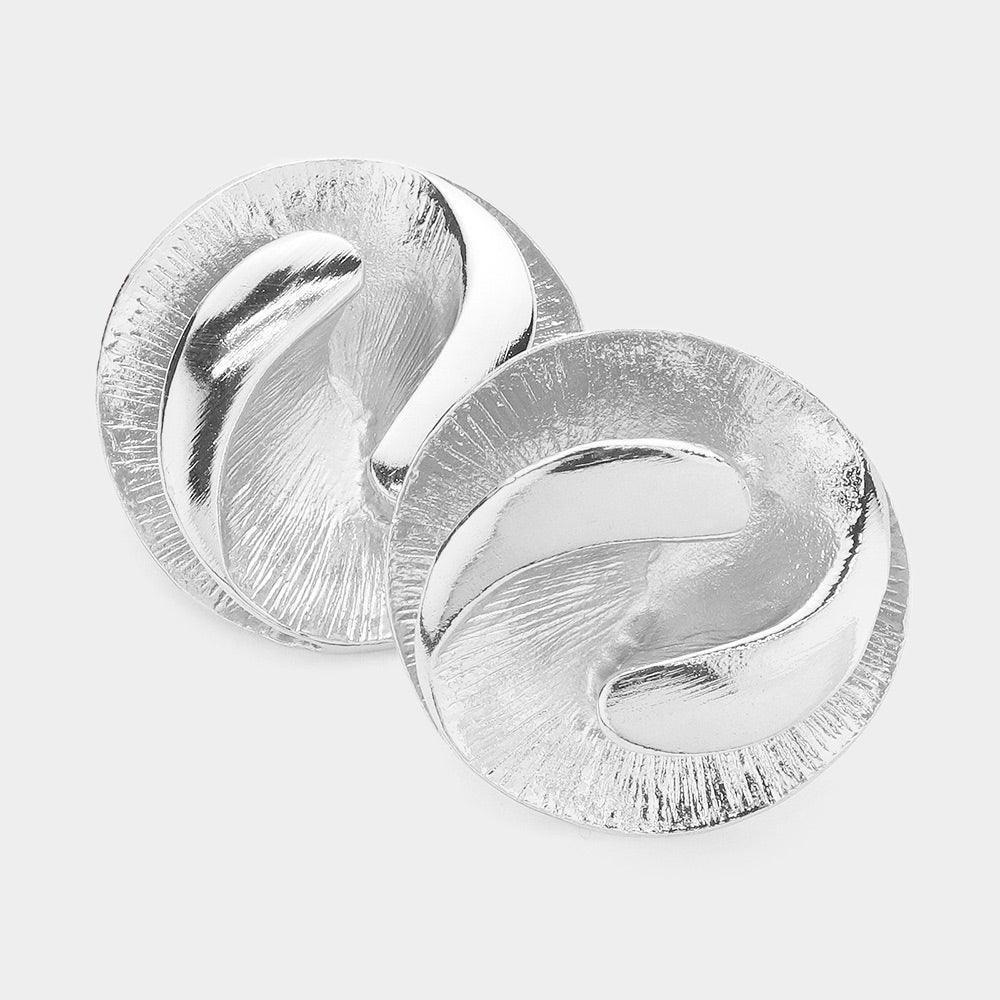 Abstract Textured Metal Clip On Earrings - Jewelry Store by Erik Rayo