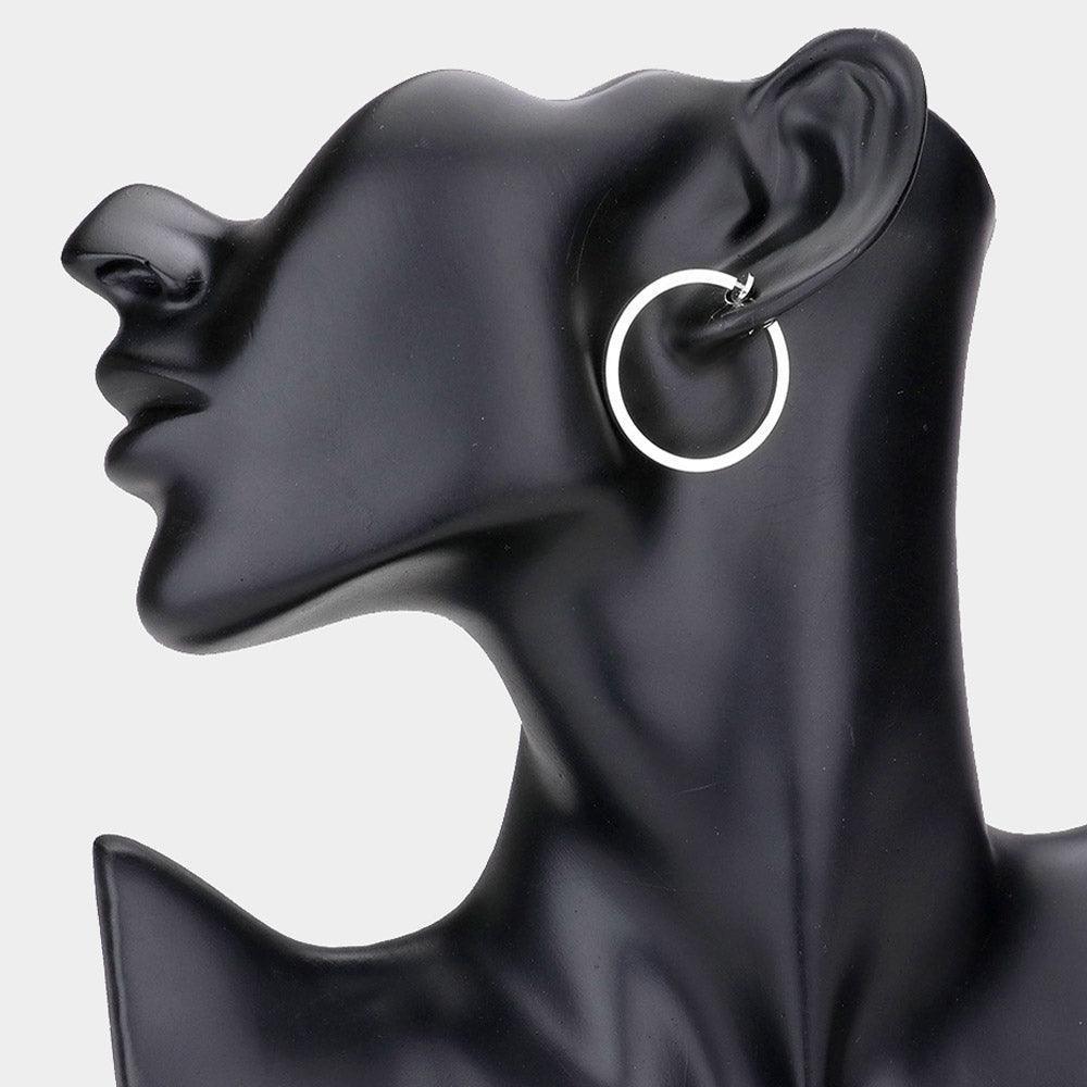 Silver Metal Hoop Clip on Earrings - Jewelry Store by Erik Rayo