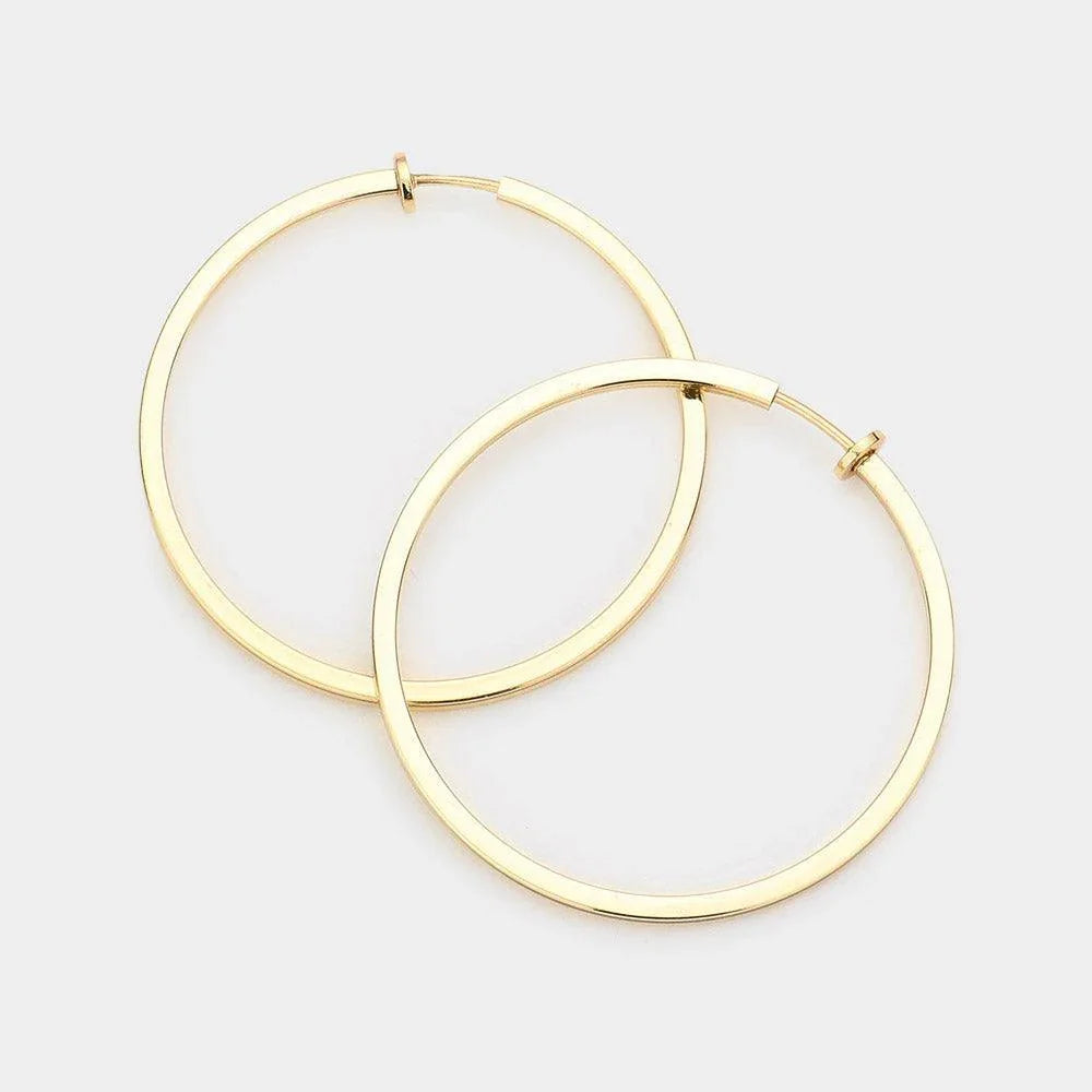 Gold Metal Hoop Clip on Earrings - Jewelry Store by Erik Rayo