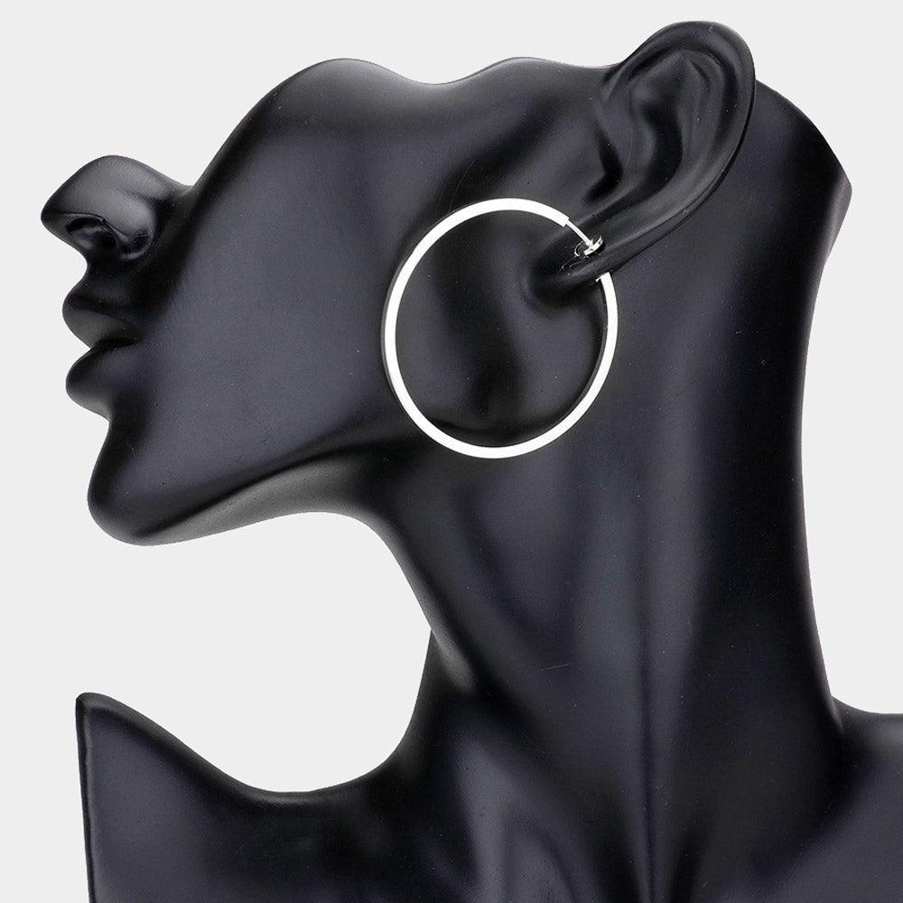 Silver Metal Hoop Clip on Earrings - Jewelry Store by Erik Rayo