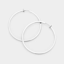 Load image into Gallery viewer, Silver Metal Hoop Clip on Earrings
