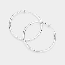 Load image into Gallery viewer, Silver 1.75 Inch Clip On Hoop Earrings
