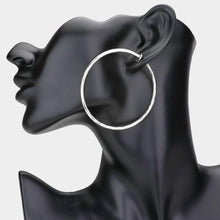 Load image into Gallery viewer, Silver 2.4 Inch Clip On Hoop Earrings
