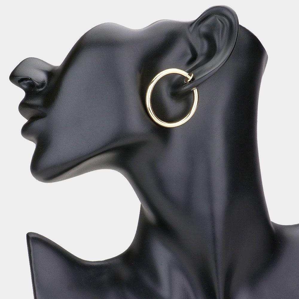Gold 1.25 Inch Clip On Hoop Earrings - Jewelry Store by Erik Rayo