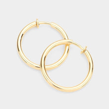 Load image into Gallery viewer, Gold 1.25 Inch Clip On Hoop Earrings
