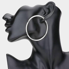 Load image into Gallery viewer, Silver 2.4 Inch Clip On Hoop Earrings
