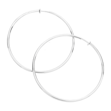 Load image into Gallery viewer, Silver 3.2 Inch Clip On Hoop Earrings
