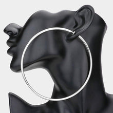 Load image into Gallery viewer, Silver Extra Large Metal Hoop Clip On Earrings
