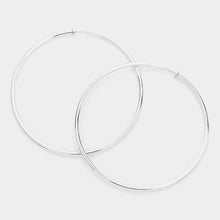 Load image into Gallery viewer, Silver Extra Large Metal Hoop Clip On Earrings
