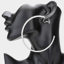 Load image into Gallery viewer, Silver Crystal Rhinestone 3.3 Inch Hoop Clip on Earrings
