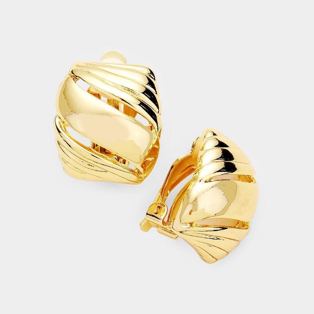 Gold Metal Half Hoop Clip On EARRINGS - Jewelry Store by Erik Rayo