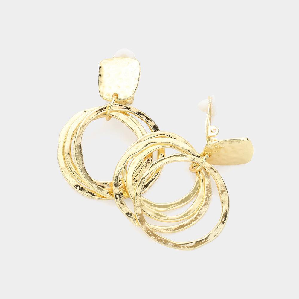 Gold Layered Metal Hoop Clip on Earrings - Jewelry Store by Erik Rayo