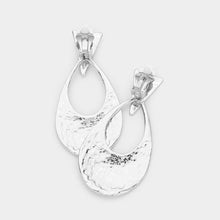 Load image into Gallery viewer, Silver Metal Triangle Open Teardrop Dangle Clip on Earrings
