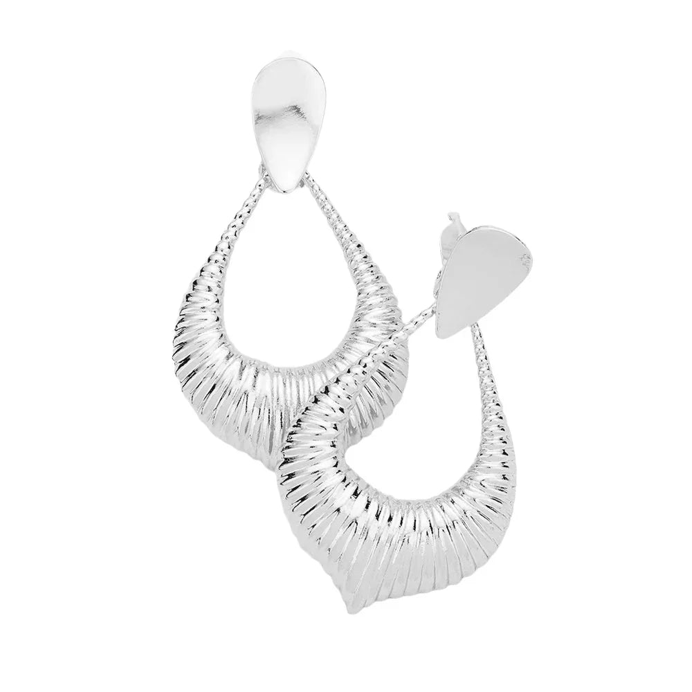 Silver Embossed Metal Clip on Earrings - Jewelry Store by Erik Rayo