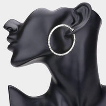 Load image into Gallery viewer, Silver 1.75&quot; Textured Metal Hoop Clip on Earrings
