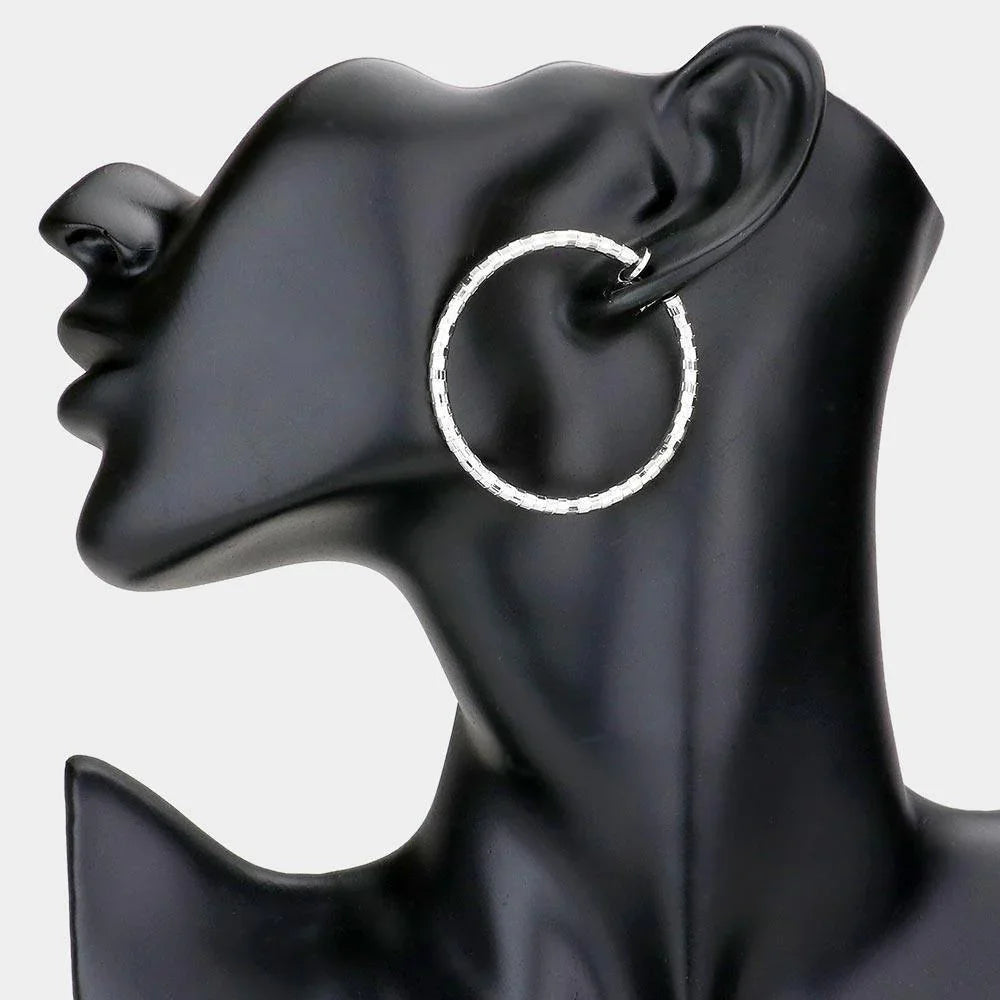 Silver 1.75 Inch Metal Hoop Clip On Earrings - Jewelry Store by Erik Rayo
